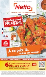 Prospectus Netto à Bergerac, "Rendez-vous PRIX BAS !", 12 pages, 23/07/2024 - 29/07/2024