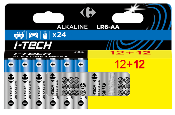 AUCHAN Piles AA/LR06 alcalines 1.5v pas cher 