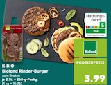 Bioland Rinder-Burger im Angebot bei Kaufland in Siegburg Bioland Rinder-Burger Angebote von K-BIO bei Kaufland Siegburg für 3,99 €