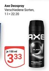 Deospray im Angebot bei GLOBUS in Frankenthal Deospray Angebote von Axe bei GLOBUS Frankenthal für 3,33 €