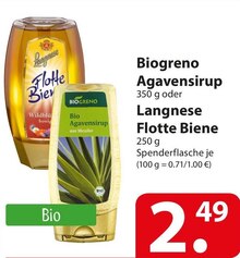 Biogreno Agavensirup oder Langnese Flotte Biene bei famila Nordost in Hamburg Biogreno Agavensirup oder Langnese Flotte Biene im Angebot bei famila Nordost Hamburg für 2,49 €