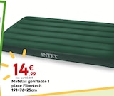 Matelas gonflable 1 place Fibertech - INTEX - Maxi Bazar à Saint-Ouen Matelas gonflable 1 place Fibertech - INTEX en promo chez Maxi Bazar Saint-Ouen à 14,99 €
