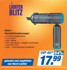 Akku-Handstaubsauger im Angebot bei famila Nordost in Langenhagen Akku-Handstaubsauger Angebote von Lichter Blitz bei famila Nordost Langenhagen für 17,99 €