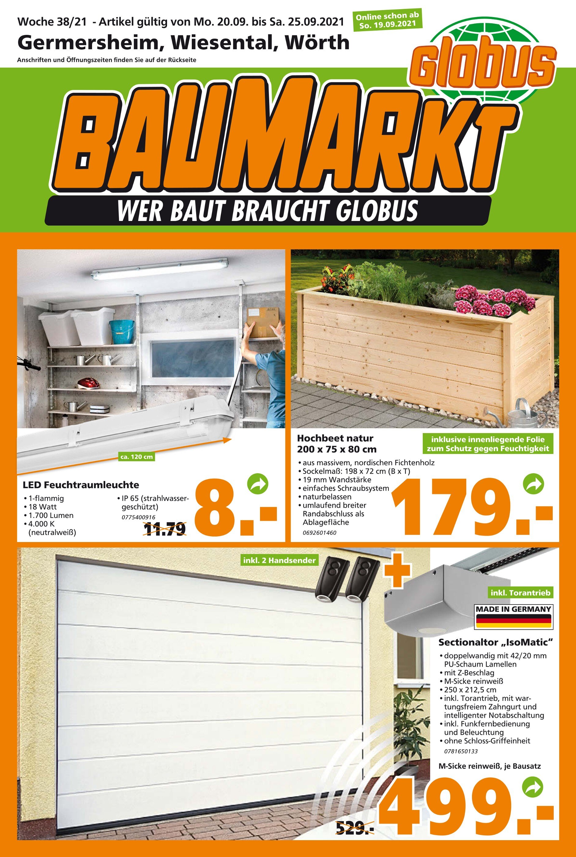 Globus-Baumarkt Prospekt für Offenbach mit 14 Seiten Globus-Baumarkt Prospekt für Offenbach: "WER BAUT BRAUCHT GLOBUS", 14 Seiten, 19.09.2021 - 25.09.2021