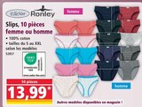 Slips, 10 pièces femme ou homme - ELLENOR RONLEY en promo chez Norma Strasbourg à 13,99 €
