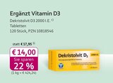Ergänzt Vitamin D3 Angebote von Dekristolvit D3 2000 I.E. bei mea - meine apotheke Leverkusen für 14,00 €