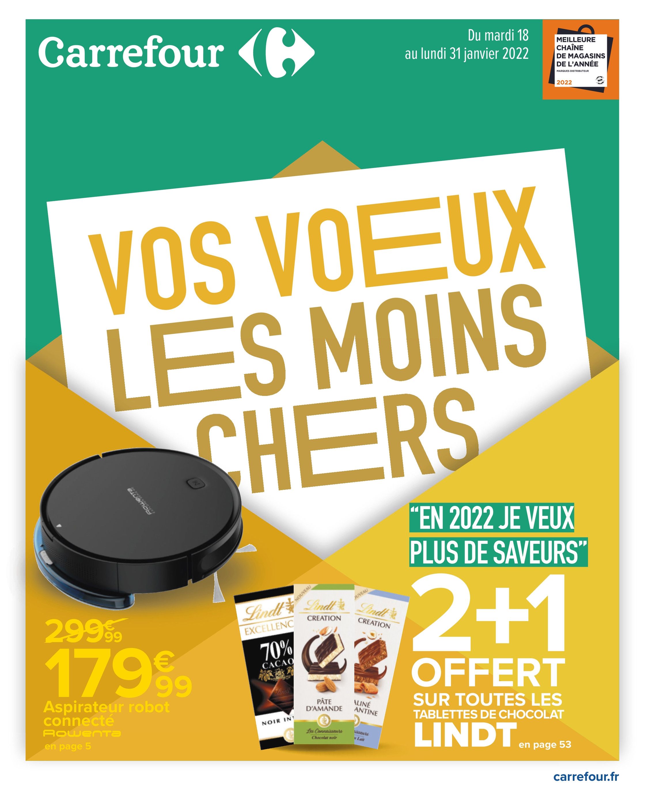 Catalogue Carrefour à Montreuil, avec 80 pages Prospectus Carrefour à Montreuil, "VOS VOEUX LES MOINS CHERS", 80 pages, 18/01/2022 - 31/01/2022