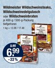 Wildschweinsteaks im Angebot bei V-Markt in Kaufbeuren Wildschweinsteaks Angebote von Wildmeister bei V-Markt Kaufbeuren für 6,99 €