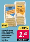 Mini-Rostbratwürstchen oder Geflügelrostbratwurst Angebote von Farmländer bei Netto mit dem Scottie Schwerin für 1,99 €