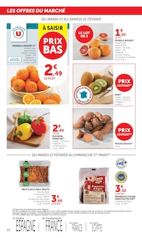 Promotion Fruits Secs dans le prospectus Super U, valable du 17/02/2026 au 01/03/2026 Promo Fruits Secs dans le catalogue Super U du moment à la page 24