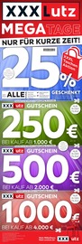 Gutscheine im XXXLutz Möbelhäuser Prospekt in München Aktueller XXXLutz Möbelhäuser Prospekt mit Gutscheine, "MEGATAGE", Seite 1