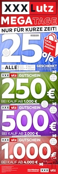 Gutscheine im XXXLutz Möbelhäuser Prospekt "MEGATAGE" mit 2 Seiten (München)