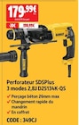 Perforateur sdsplus 3 modes 2,8j d25134k-qs à Screwfix dans Pradelles