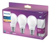 Lot de 3 ampoules LED E27 60W - PHILIPS en promo chez Carrefour Saint-Étienne-du-Rouvray à 9,97 €