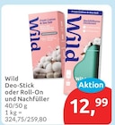 Deo-Stick oder Roll-On und Nachfüller von Wild für 12,99 € bei budni im Angebot Deo-Stick oder Roll-On und Nachfüller von Wild im aktuellen budni Prospekt