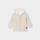 Gilet tricot réversible à capuche Creeks beige bébé garçon en promo chez La Halle Gilet tricot réversible à capuche Creeks beige bébé garçon dans le catalogue La Halle