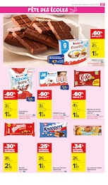 Prix et réduction Kinder Chocolat dans le prospectus Carrefour Market en cours Offre Kinder Chocolat dans le catalogue Carrefour Market du moment à la page 43
