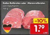 Kalbs-Rollbraten oder -Nierenrollbraten im Angebot bei Netto Marken-Discount in Mühlhausen Kalbs-Rollbraten oder -Nierenrollbraten Angebote bei Netto Marken-Discount Mühlhausen für 1,79 €