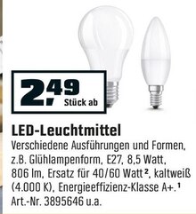 LED-Leuchtmittel bei OBI in Hückelhoven LED-Leuchtmittel im Angebot bei OBI Hückelhoven für 2,49 €