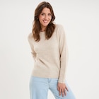 Pull col rond manches longues ecru femme dans le catalogue La Halle