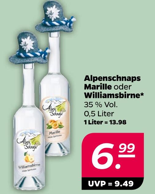 Alpenschnaps Marille oder Williamsbirne*