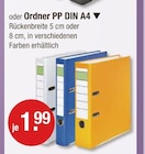 Ordner PP DIN A4 für 1,99 € bei V-Markt im Angebot Ordner PP DIN A4 im aktuellen V-Markt Prospekt