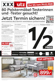 XXXLutz Möbelhäuser Prospekt für Penzlin: "80 Polstermöbel-Testerinnen und -Tester gesucht!", 18 Seiten, 16.02.2026 - 22.02.2026