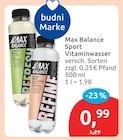 Sport Vitaminwasser von Max Balance im aktuellen budni Prospekt
