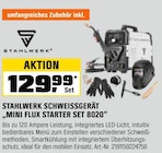 Schweißgerät Mini Flux Starter Set 8020 Angebote von Stahlwerk bei OBI Stuttgart für 129,99 €
