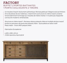 Crozatier Paris - Factory buffet 2 portes battantes 1 porte coulissante 2 tiroirs Promo Factory buffet 2 portes battantes 1 porte coulissante 2 tiroirs dans le catalogue Crozatier "Crozatier" à Paris