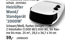 Heizlüfter Wand/ Standgerät '2000W' bei BAUHAUS in Lünen Heizlüfter Wand/ Standgerät '2000W' im Angebot bei BAUHAUS Lünen für 59,00 €