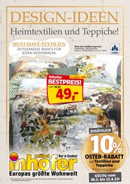 Möbel Inhofer Prospekt "DESIGN-IDEEN" für Sauldorf, 20 Seiten, 29.03.2023 - 15.04.2023 Möbel Inhofer Prospekt "DESIGN-IDEEN" für Sauldorf, 20 Seiten, 29.03.2023 - 15.04.2023