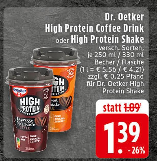 High Protein Coffee Drink Espresso Macchiato Style Angebote von Dr. Oetker bei E center Bonn für 1,39 €