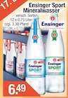 Sport Mineralwasser im Getränke City Prospekt Sport Mineralwasser von Ensinger im aktuellen Getränke City Prospekt für 6,49 €