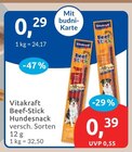Beef-Stick Hundesnack von Vitakraft für 0,29 € bei budni im Angebot Beef-Stick Hundesnack von Vitakraft im aktuellen budni Prospekt