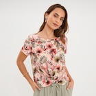 T-shirt taille effet noué coton vert kaki femme dans le catalogue La Halle