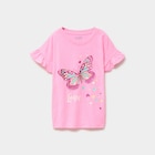 T-shirt manches à volants rose fluo fille en promo chez La Halle T-shirt manches à volants rose fluo fille dans le catalogue La Halle