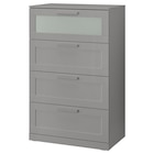 Kommode mit 4 Schubladen grau/Frostglas im Angebot bei IKEA in Landshut Kommode mit 4 Schubladen grau/Frostglas Angebote von BRIMNES bei IKEA Landshut für 149,00 €