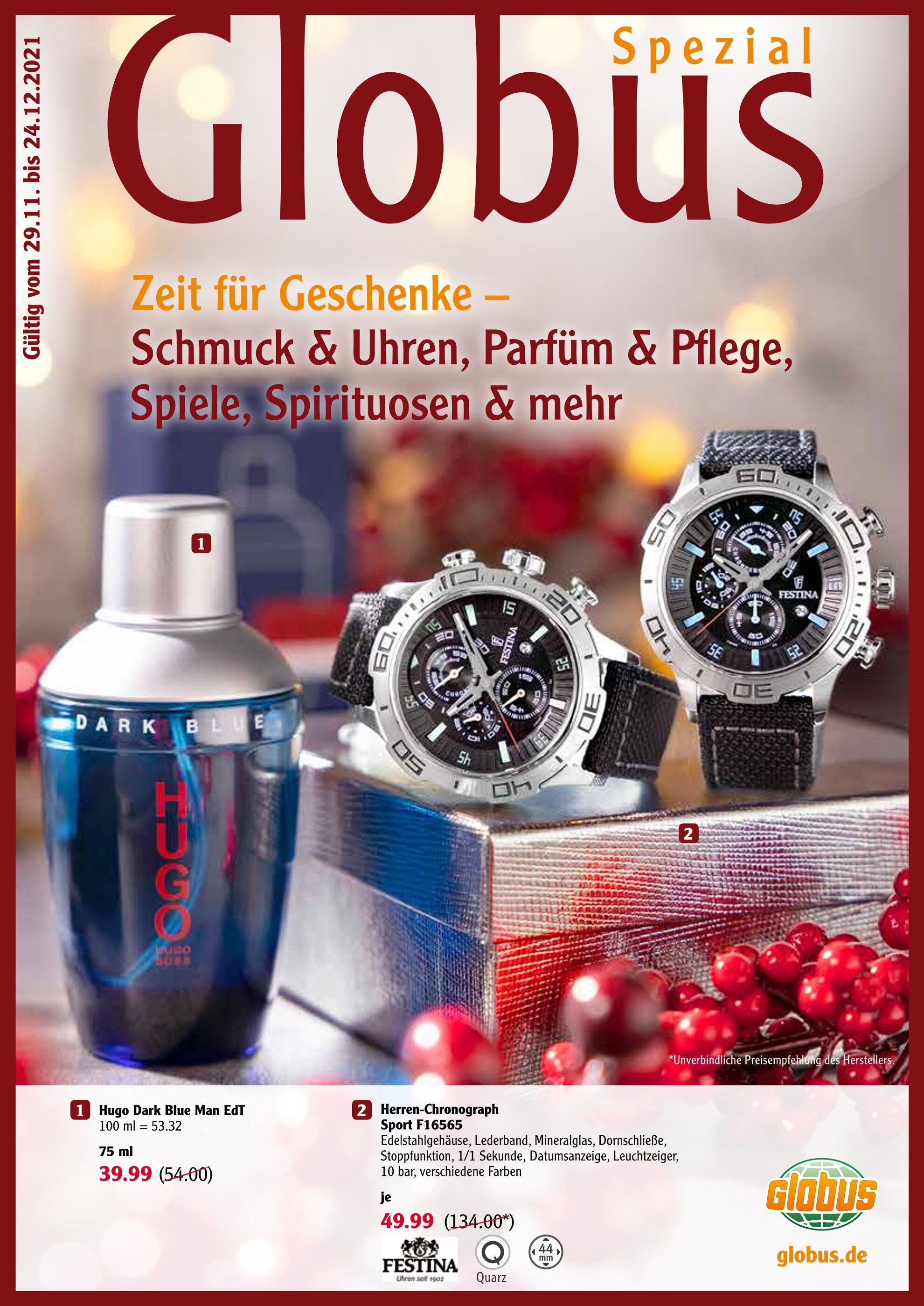 Globus Prospekt für Zweibrücken mit 36 Seiten Globus Prospekt für Zweibrücken: "Zeit für Geschenke", 36 Seiten, 29.11.2021 - 24.12.2021