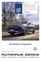 Volkswagen Prospekt für Beiersdorf-Freudenberg mit 1} Seite Volkswagen Prospekt für Beiersdorf-Freudenberg: "Herbstliche Angebote.", 1 Seite, 01.09.2025 - 30.11.2025