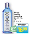 Bombay Sapphire London Dry Gin Angebote von Bombay Sapphire bei E center Esslingen für 16,99 €