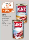 Kennerfleisch Nassfutter für Hunde von RINTI im aktuellen Müller Prospekt für 1,39 €