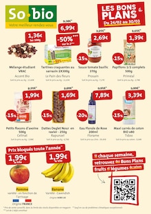 Prospectus So.bio de la semaine "LES BONS PLANS" avec 1 page, valide du 24/02/2025 au 30/03/2025 pour Langon et alentours