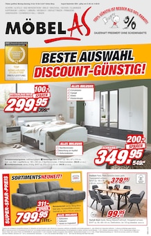 Aktueller Möbel AS Prospekt "BESTE AUSWAHL DISCOUNT-GÜNSTIG!" Seite 1 von 12 Seiten für Schwäbisch Hall