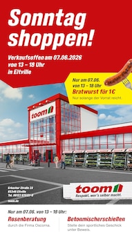 Aktueller toom Baumarkt Eltville (Rhein) Prospekt toom Baumarkt Prospekt Eltville (Rhein) "Sonntag shoppen!" mit 1 Seite
