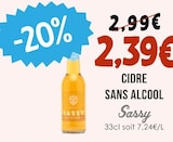 Cidre Sans Alcool - Sassy dans le catalogue Naturalia