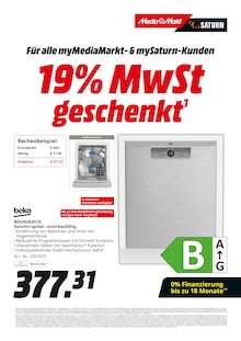 Geschirrspüler im MediaMarkt Saturn Prospekt "19% MwSt. geschenkt" mit 34 Seiten (Jena)