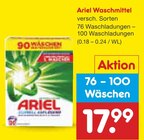 Waschmittel im Angebot bei Netto Marken-Discount in Kamp-Lintfort Waschmittel Angebote von Ariel bei Netto Marken-Discount Kamp-Lintfort für 17,99 €