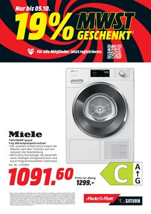 Trockner im aktuellen MediaMarkt Saturn Prospekt (Essen) Trockner im MediaMarkt Saturn Prospekt "19% MWST GESCHENKT" mit 28 Seiten (Essen)