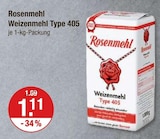 Weizenmehl Type 405 im V-Markt Prospekt Weizenmehl Type 405 von Rosenmehl im aktuellen V-Markt Prospekt für 1,11 €
